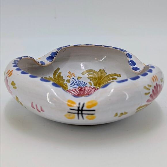 VTG Talavera Ceramic Dish Ashtray Spoon Rest Hand Painted Majolica Floral Spain - Picture 5 of 13